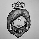 girl face with crown and hoop earrings copic marker drawing