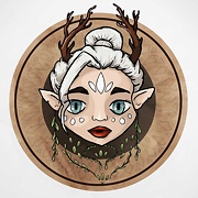 elf with white hair and antlers drawing