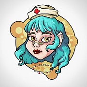nurse with blue hair drawing