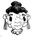 woman face with lumps ink drawing