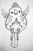 white bird with patterns drawing